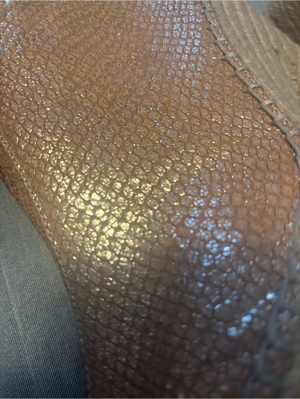 Kenneth Cole Textured Tan Espadrille Wedge Peep-Toe Sandal